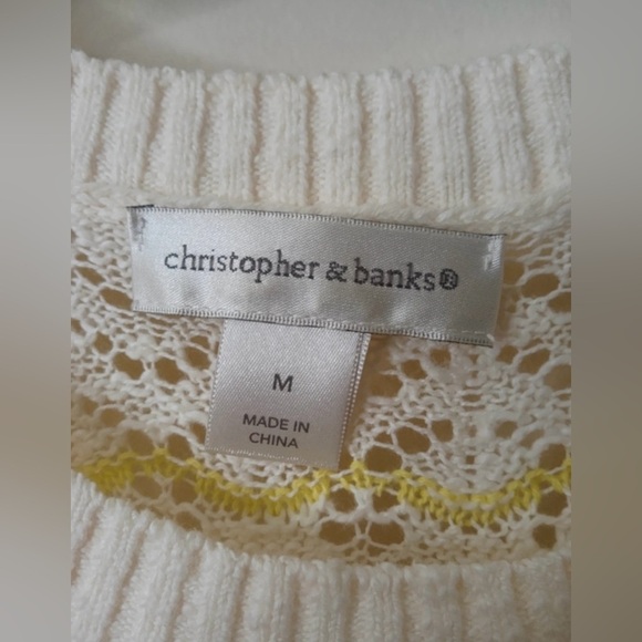 Christopher & Banks Cream Lace Knit Sweater Medium - Picture 7 of 8